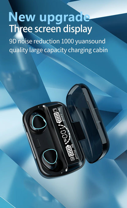 Fone de Ouvido Sem Fio TWS M10 com Cancelamento de Ruído, Microfone e Display LED - Ideal para Esportes e Uso Diário