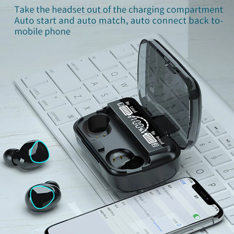 Fone de Ouvido Sem Fio TWS M10 com Cancelamento de Ruído, Microfone e Display LED - Ideal para Esportes e Uso Diário