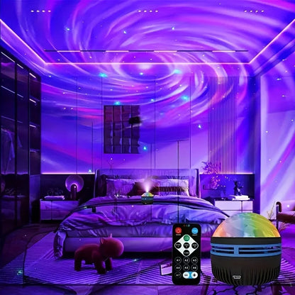 Luminária Projetora Galáxia Céu Estrelado – Luz Noturna LED com Controle Remoto, Sensor Sonoro, 7 Modos de Luz – Ideal para Quartos, Festas e Decoração