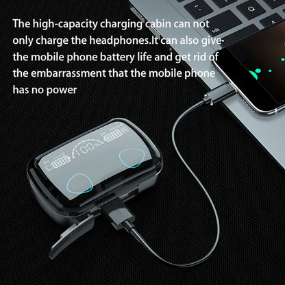 Fone de Ouvido Sem Fio TWS M10 com Cancelamento de Ruído, Microfone e Display LED - Ideal para Esportes e Uso Diário