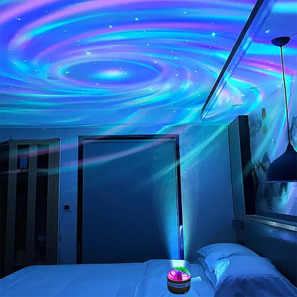 Luminária Projetora Galáxia Céu Estrelado – Luz Noturna LED com Controle Remoto, Sensor Sonoro, 7 Modos de Luz – Ideal para Quartos, Festas e Decoração