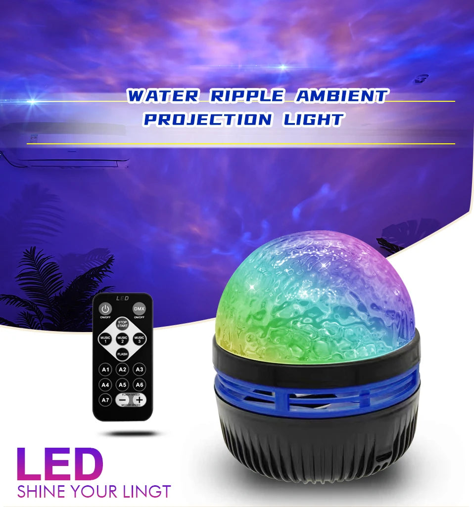 Luminária Projetora Galáxia Céu Estrelado – Luz Noturna LED com Controle Remoto, Sensor Sonoro, 7 Modos de Luz – Ideal para Quartos, Festas e Decoração