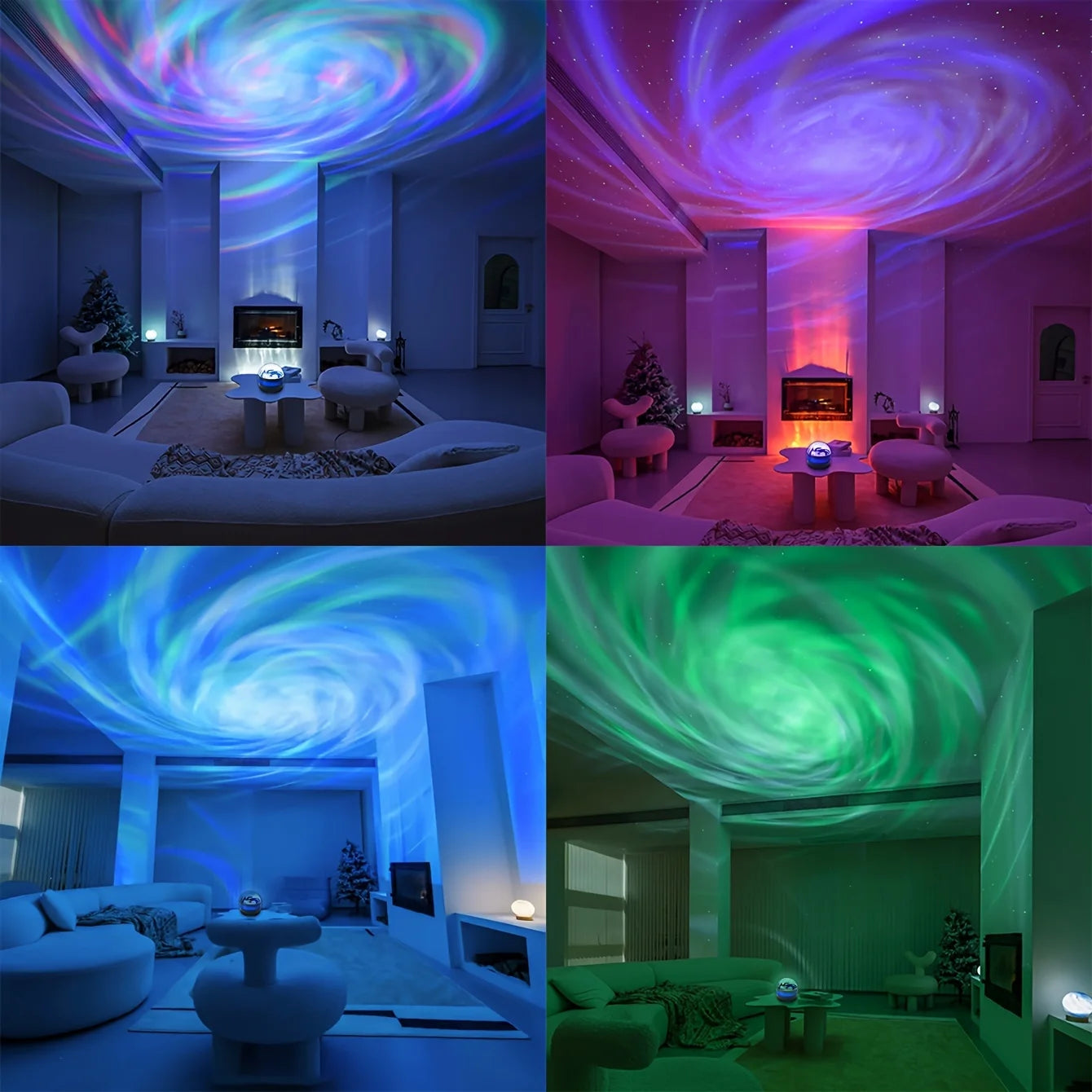 Luminária Projetora Galáxia Céu Estrelado – Luz Noturna LED com Controle Remoto, Sensor Sonoro, 7 Modos de Luz – Ideal para Quartos, Festas e Decoração