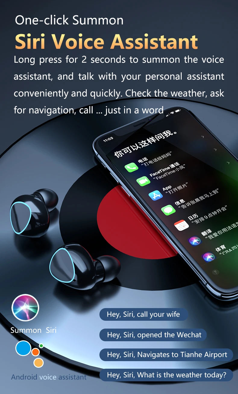 Fone de Ouvido Sem Fio TWS M10 com Cancelamento de Ruído, Microfone e Display LED - Ideal para Esportes e Uso Diário