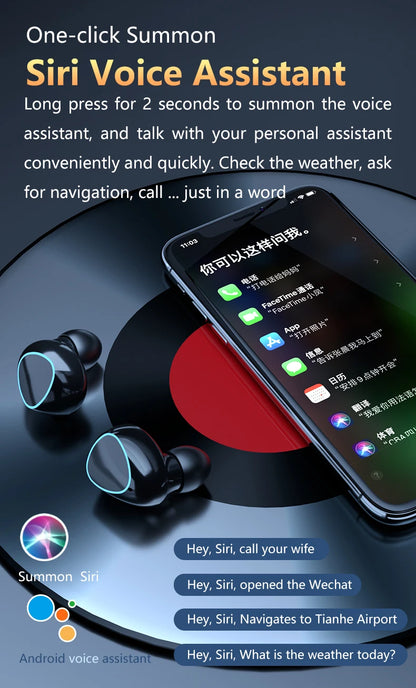 Fone de Ouvido Sem Fio TWS M10 com Cancelamento de Ruído, Microfone e Display LED - Ideal para Esportes e Uso Diário