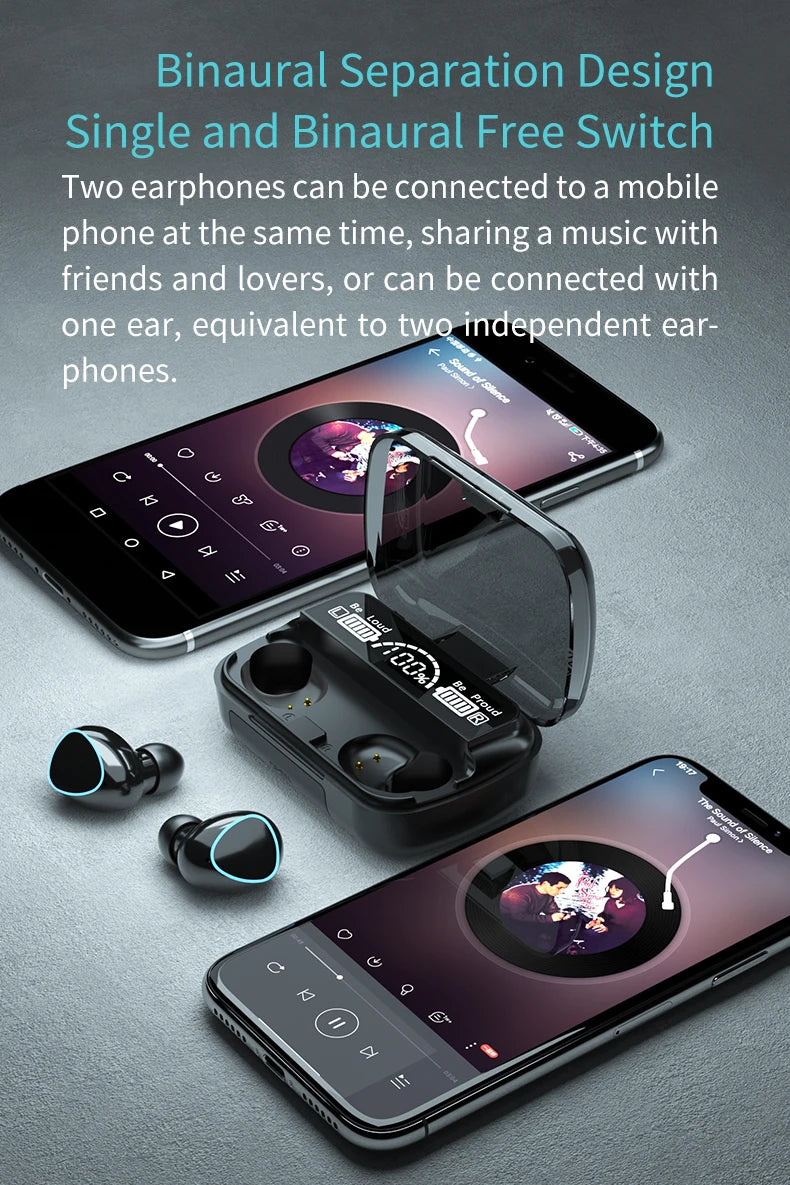 Fone de Ouvido Sem Fio TWS M10 com Cancelamento de Ruído, Microfone e Display LED - Ideal para Esportes e Uso Diário