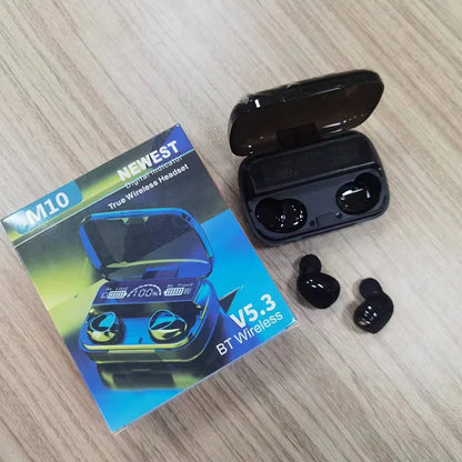 Fone de Ouvido Sem Fio TWS M10 com Cancelamento de Ruído, Microfone e Display LED - Ideal para Esportes e Uso Diário