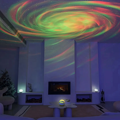 Luminária Projetora Galáxia Céu Estrelado – Luz Noturna LED com Controle Remoto, Sensor Sonoro, 7 Modos de Luz – Ideal para Quartos, Festas e Decoração
