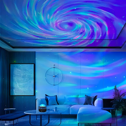 Luminária Projetora Galáxia Céu Estrelado – Luz Noturna LED com Controle Remoto, Sensor Sonoro, 7 Modos de Luz – Ideal para Quartos, Festas e Decoração